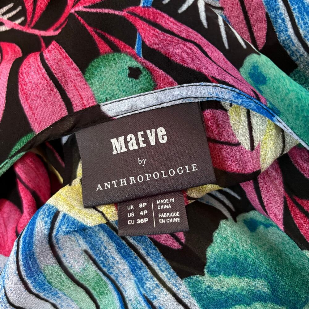 Maeve Anthropologie Boardwalk Maxi Dress 4P Floral Tropical Vacation Resort - Picture 9 of 13